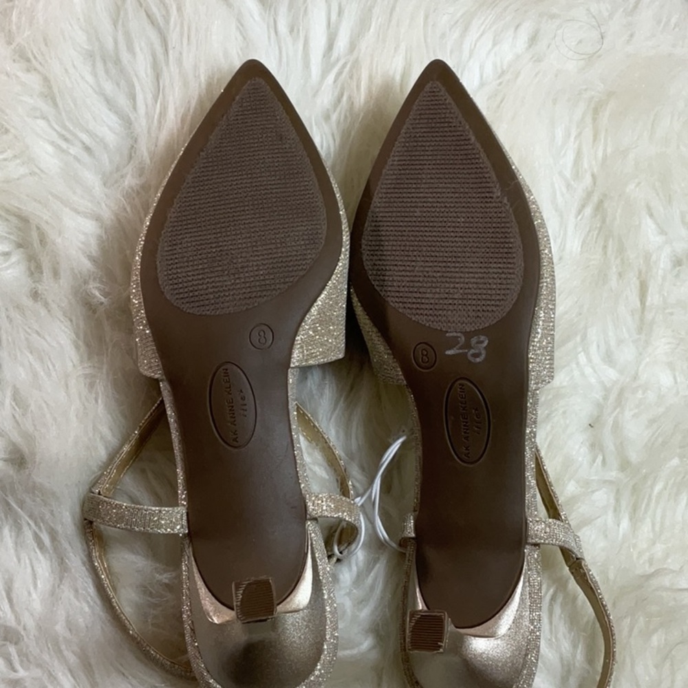 Anne Klein Glittering Slingback Heels - Gold - Picture 2 of 8
